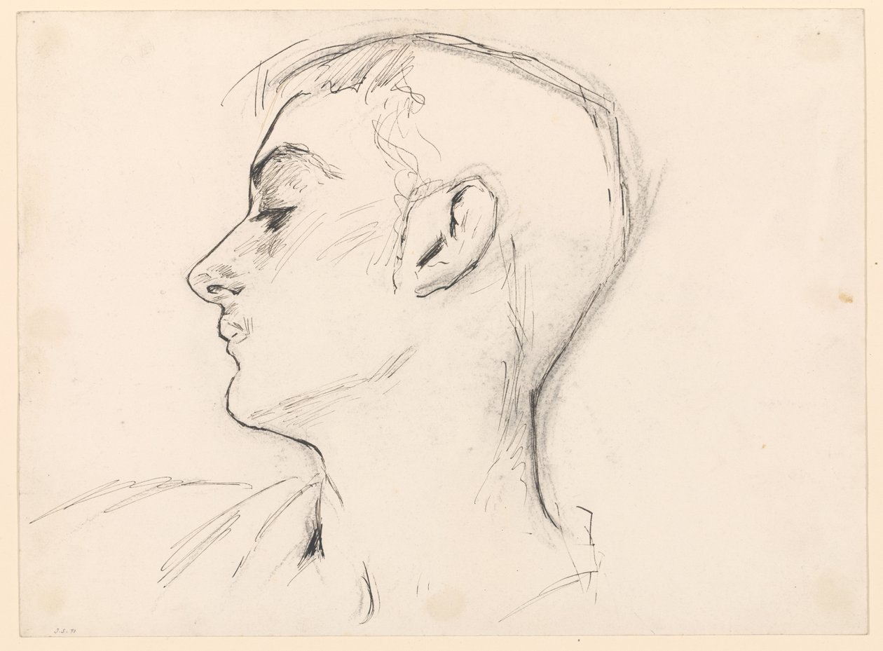 Hovedet af en ung mand (Albert de Belleroche) set i profil af John Singer Sargent