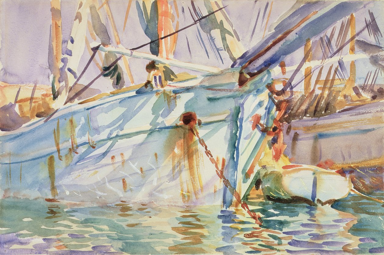 I en Levantine Port (wc på papir) af John Singer Sargent