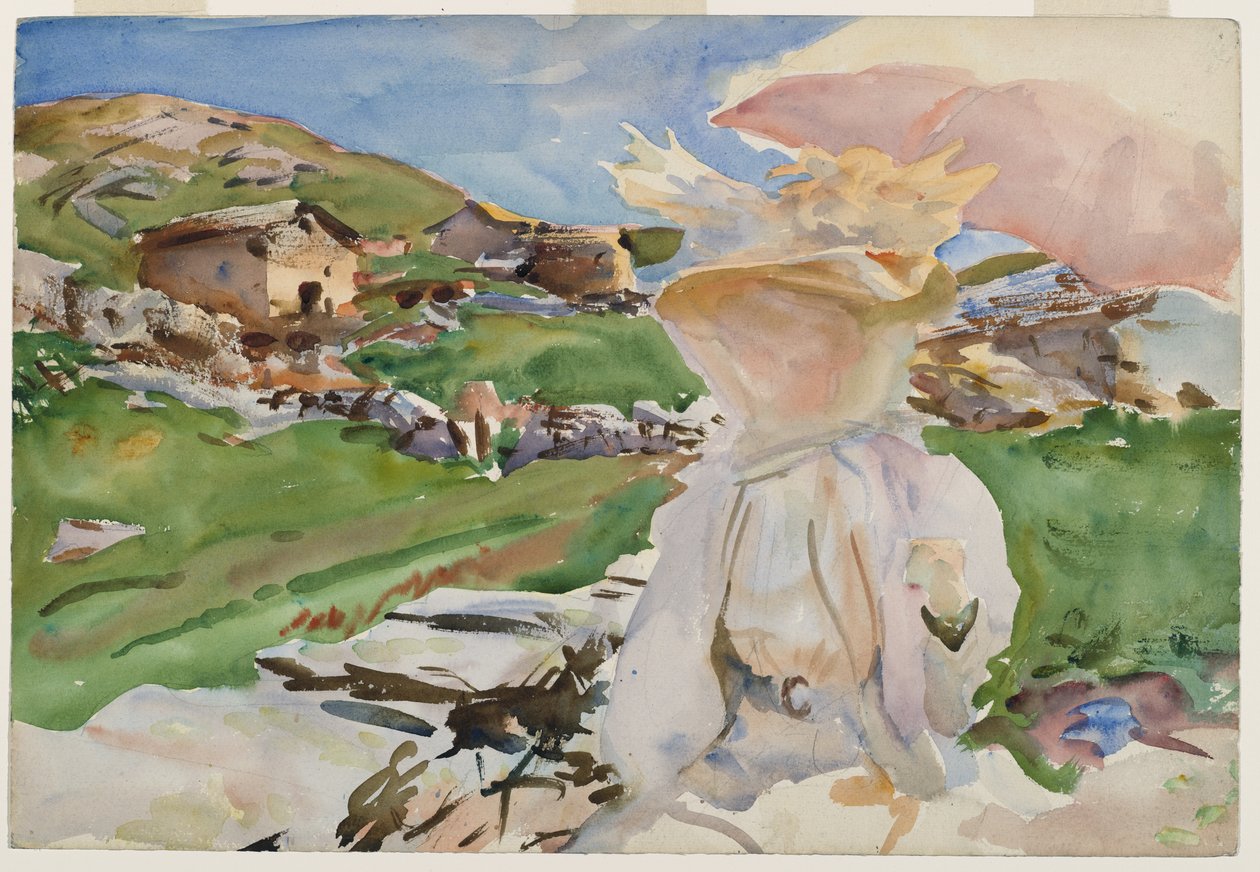 I Simplon Pass, 1909 (gennemskinnelig wc og strejf af uigennemsigtig wc og voksresist med grafitundertegning) af John Singer Sargent