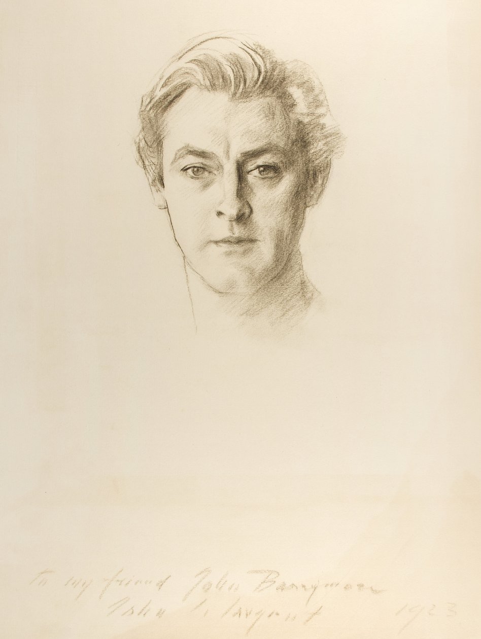 John Barrymore, 1923 (kridt på papir) af John Singer Sargent