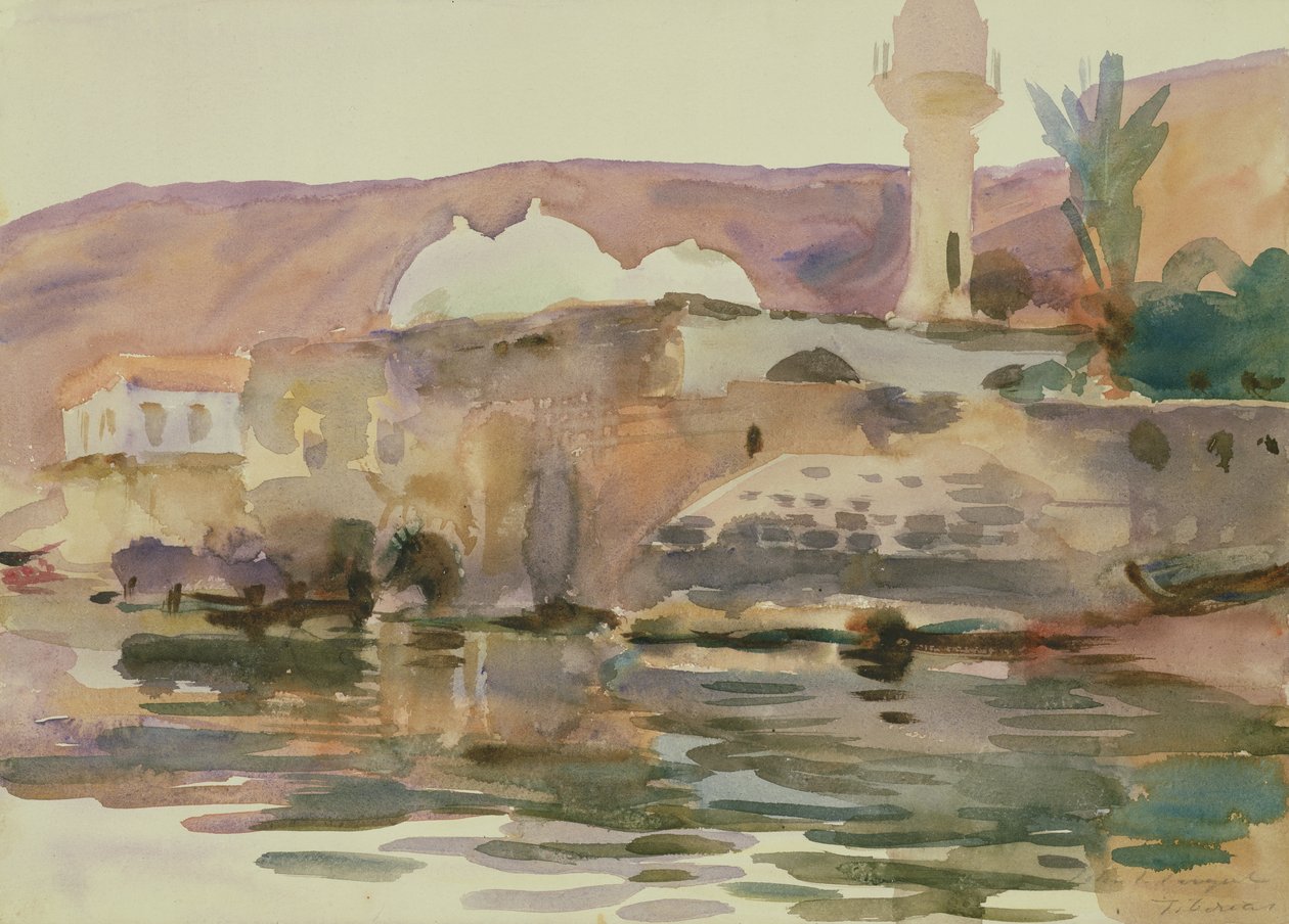 Tiberias-søen (akvarel på papir) af John Singer Sargent