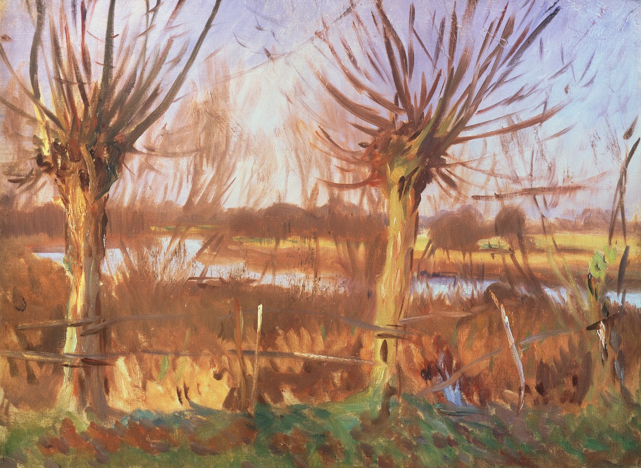 Landskab med træer, Calcot-on-the-Themsen af John Singer Sargent