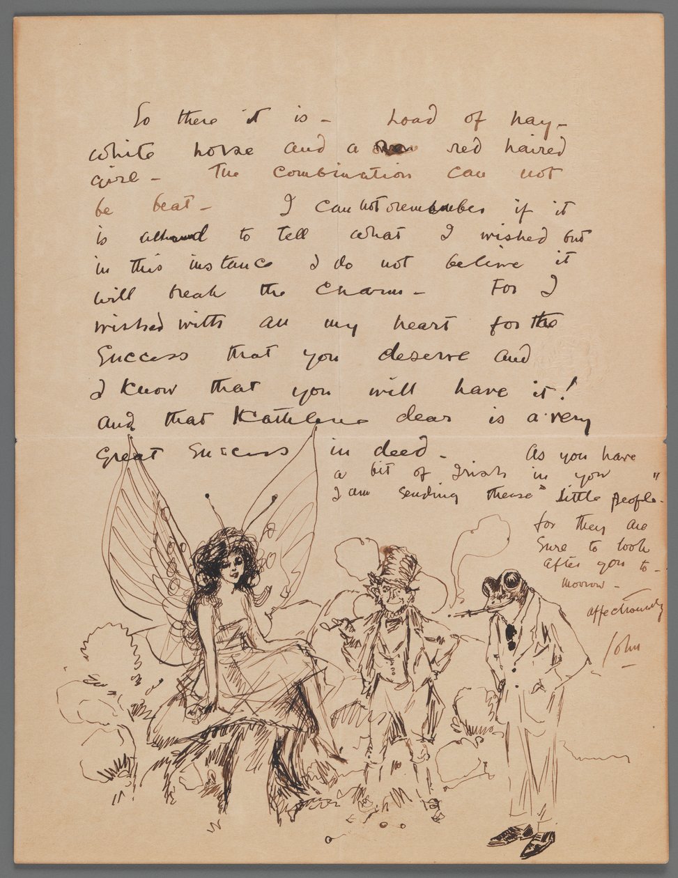 Brev til Kathlene MacDonell (blæk på papir) af John Singer Sargent