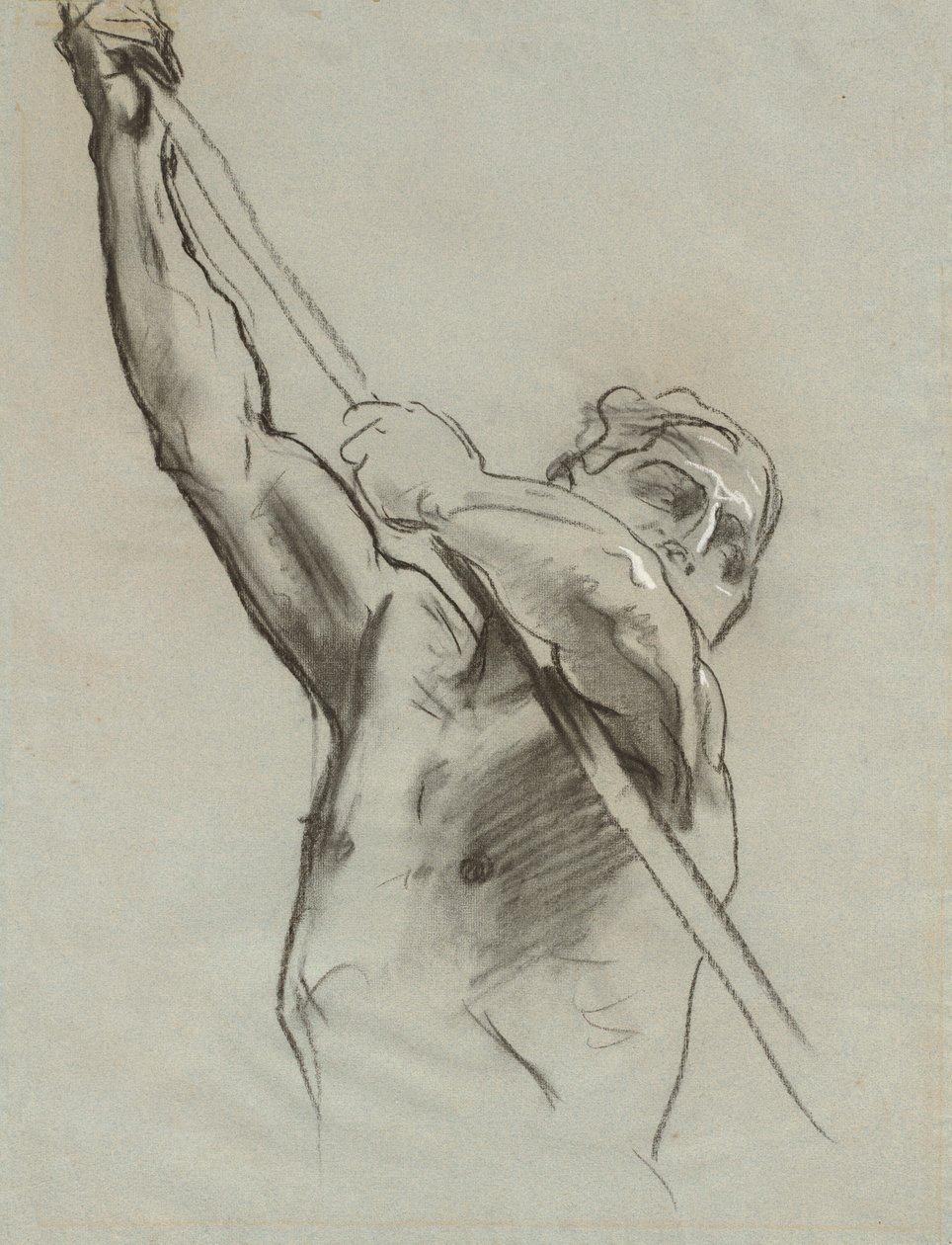 Mandkrop med stang, 1890-1900. af John Singer Sargent