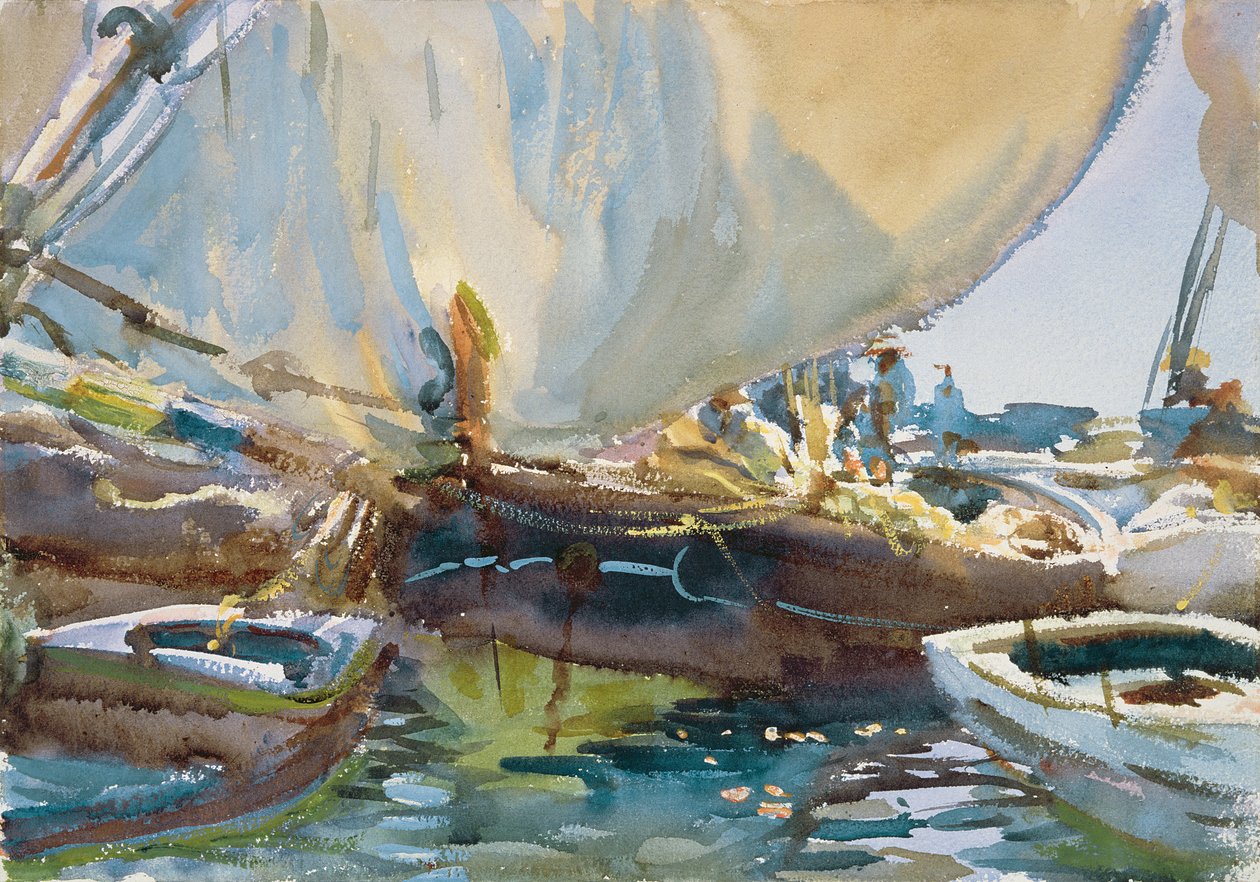 Melon Boats, ca. 1905 (wc på papir) af John Singer Sargent