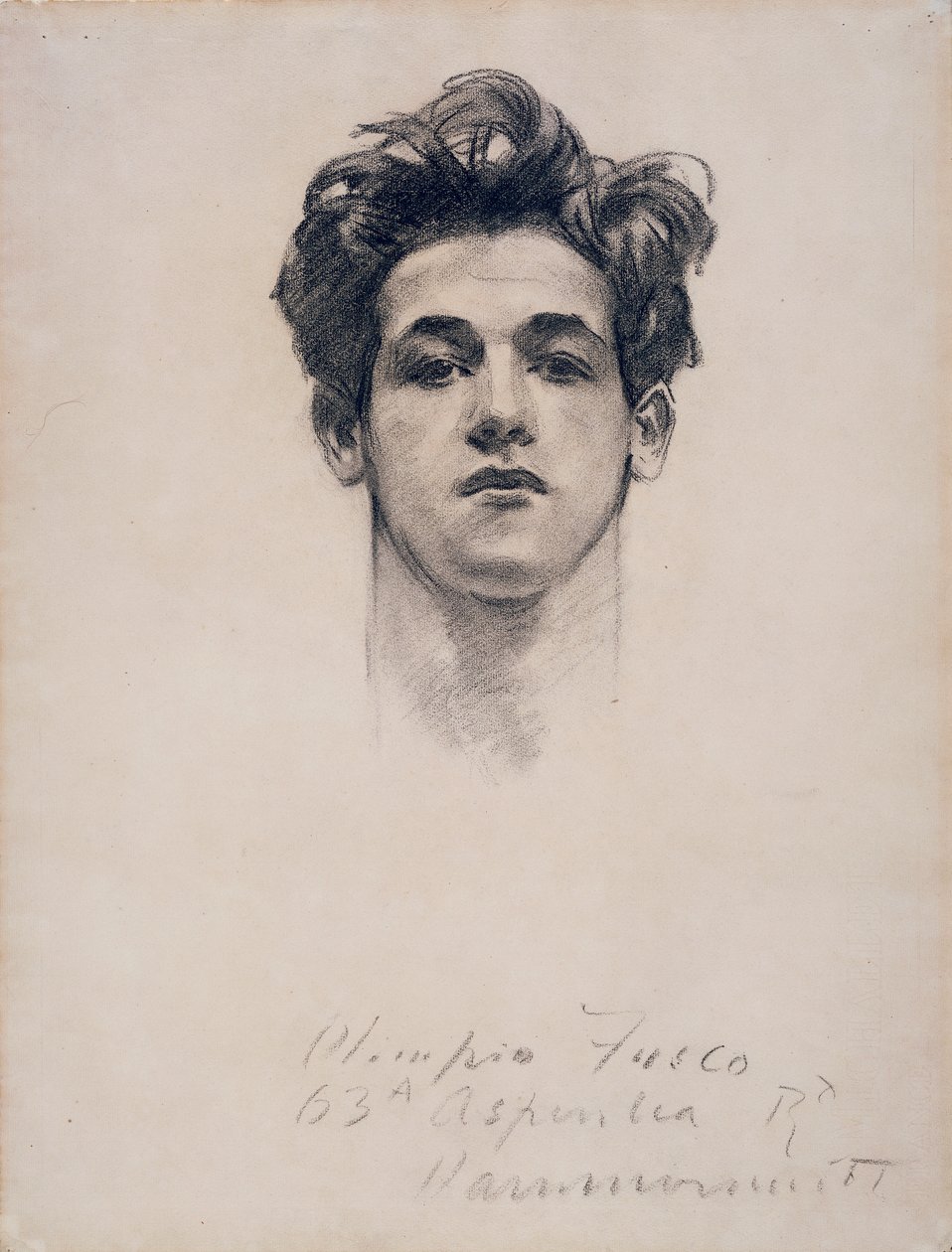 Olimpio Fusco, ca. 1900-10 (kul & stub på papir) af John Singer Sargent