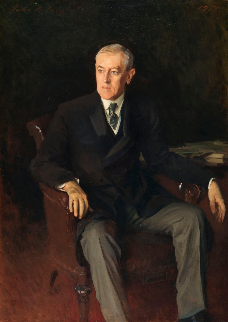 Portræt af Woodrow Wilson (1856-1924), amerikansk præsident af John Singer Sargent