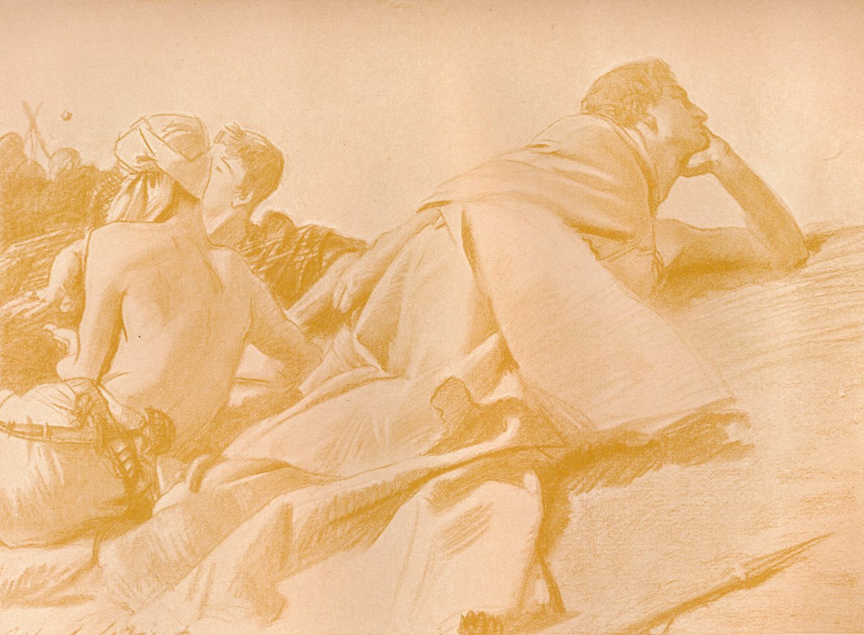Liggende figurer David i Sauls lejr, c1905 af John Singer Sargent