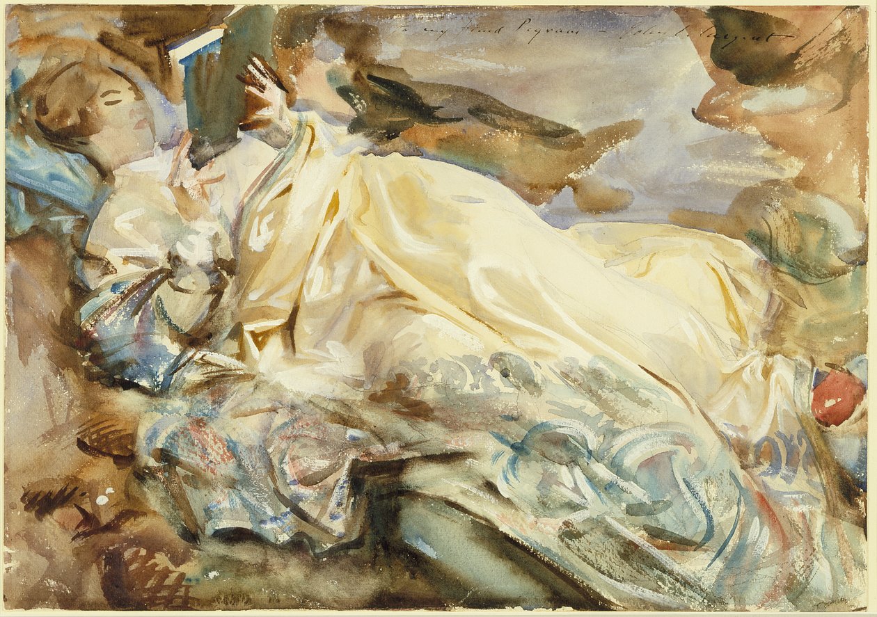Rose-Marie Ormond læser iført et kashmirsjal af John Singer Sargent