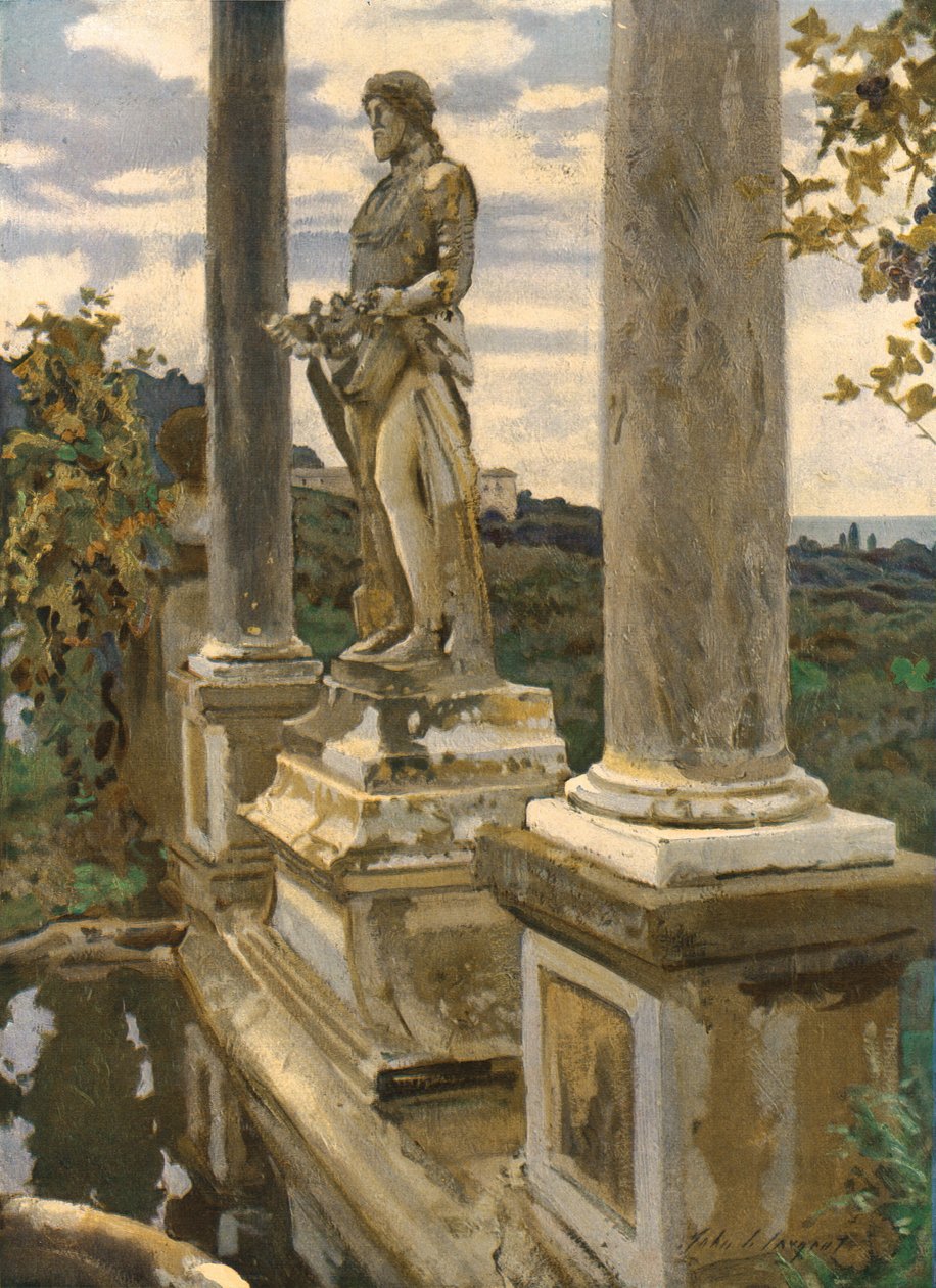 Statue af Vertumnus ved Frascati, 1907, c1930. af John Singer Sargent