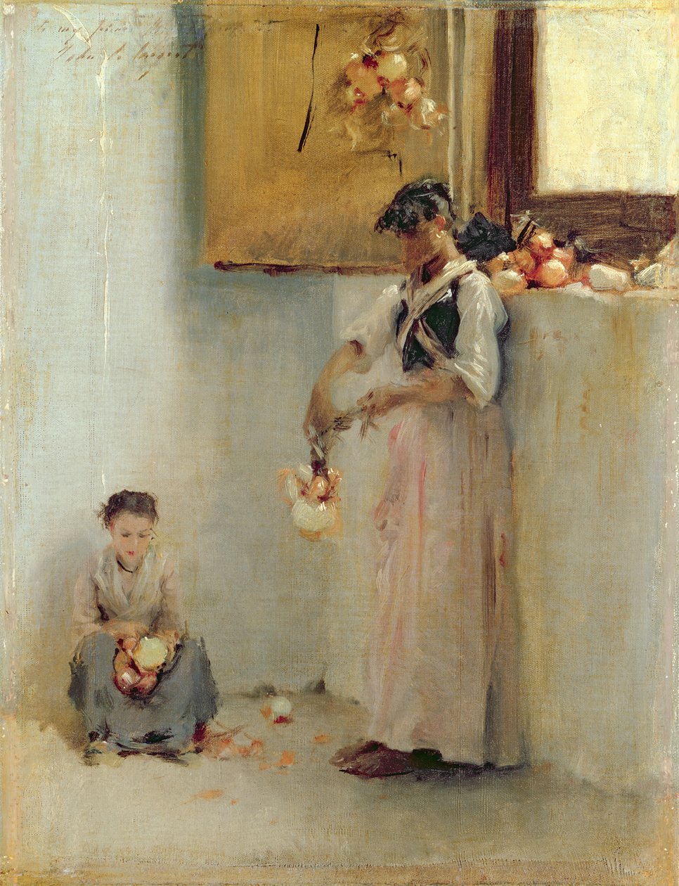 Stringing Onions, ca. 1882 (olie på lærred) af John Singer Sargent