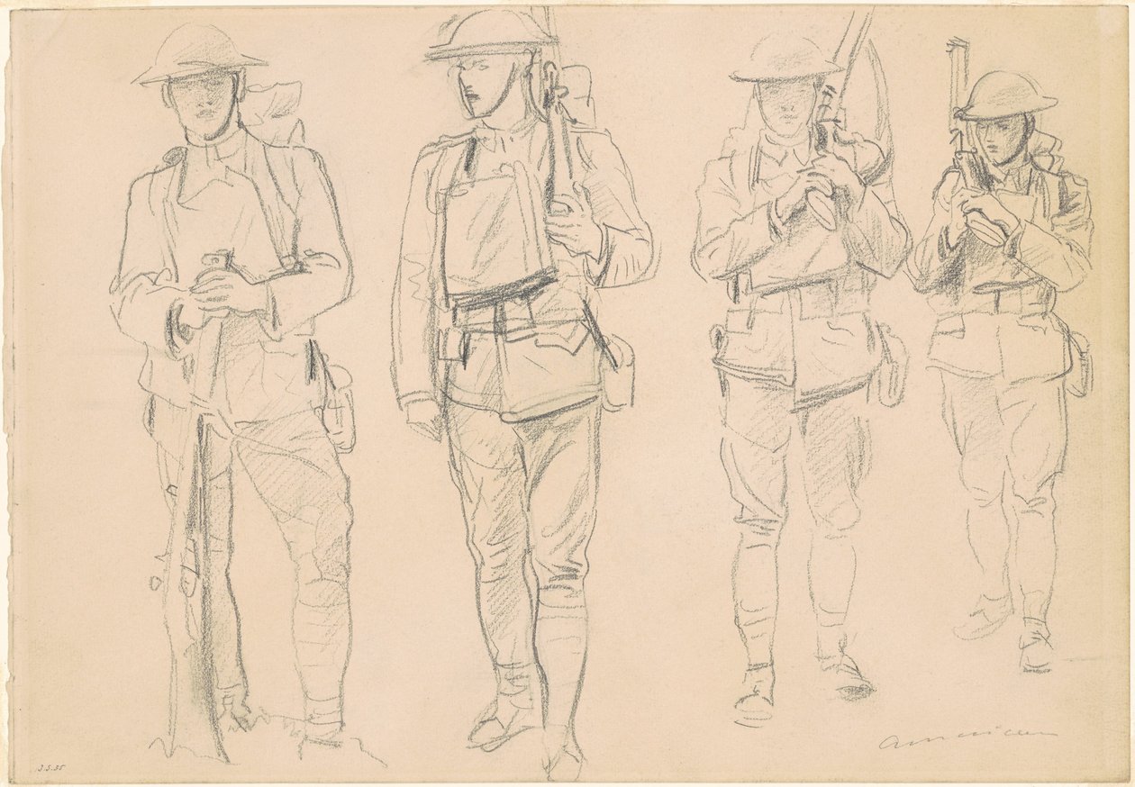 Studier til "Entering the War" [recto] af John Singer Sargent