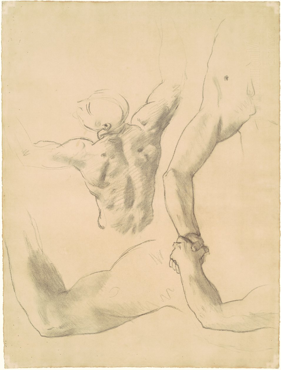 Studier til to klassiske mandsfigurer, der brydes, 1919-1920. af John Singer Sargent