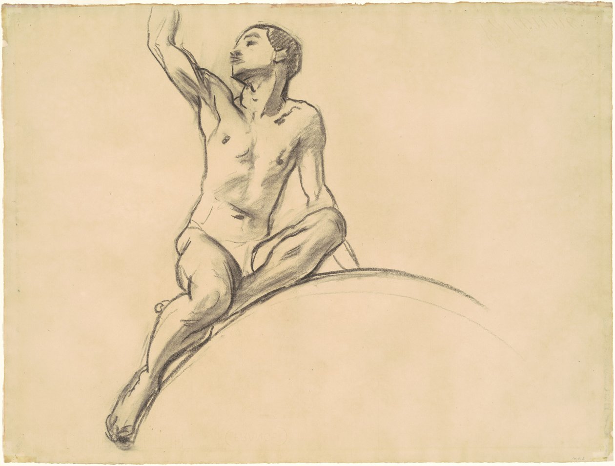Undersøgelse for figur ovenover musik, 1919-1920. af John Singer Sargent