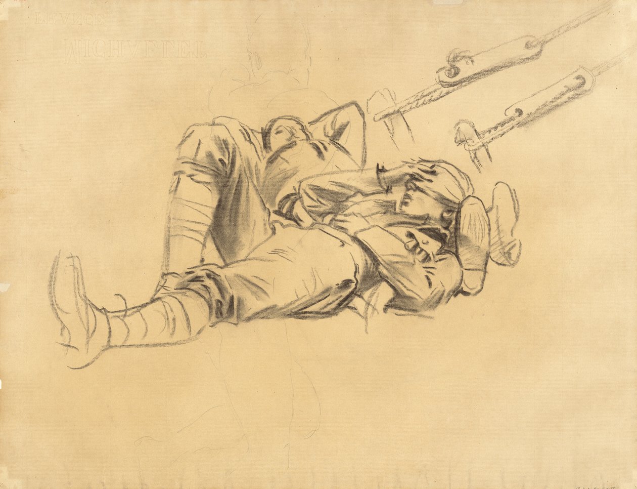 Studie for Gassed, 1918-9 (kul og grafit på lagt papir) af John Singer Sargent