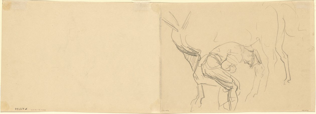 Undersøgelse til "Sko Golgata heste ved fronten" [verso] af John Singer Sargent