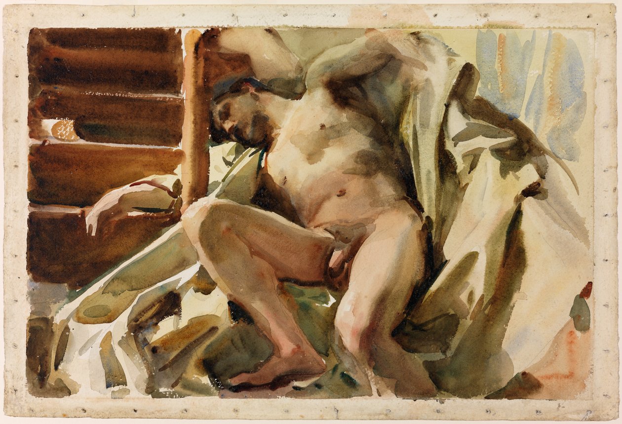 Studie af et liggende mandligt nøgenbillede af John Singer Sargent