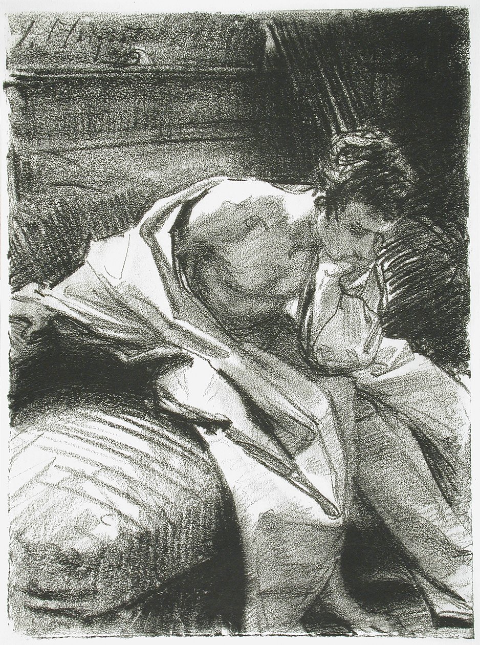 Studie af en siddende ung mand af John Singer Sargent