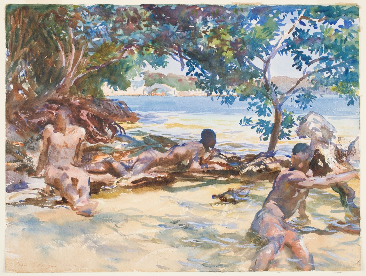 The Bathers (wc & gouache over grafit på papir) af John Singer Sargent