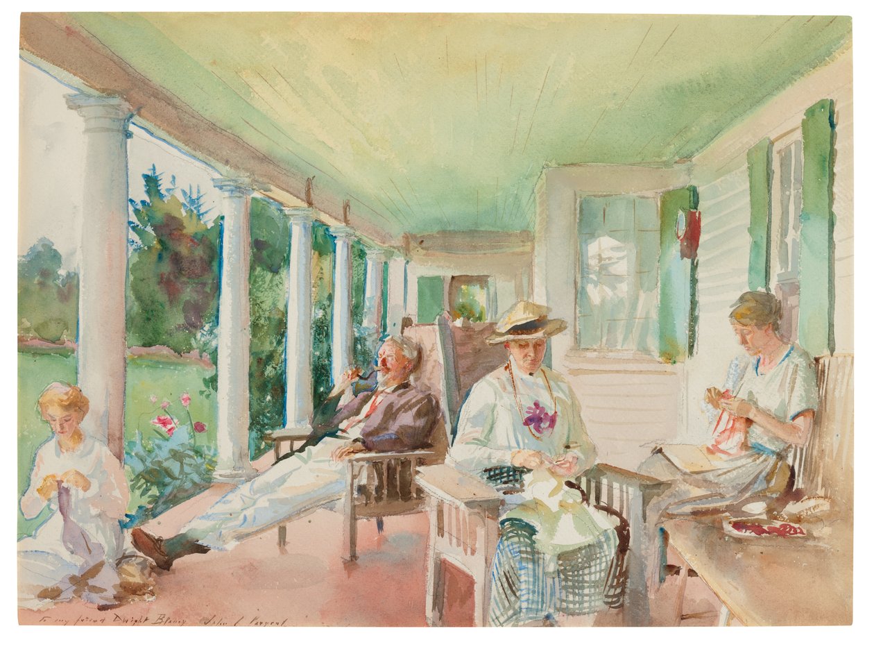 The Piazza; On the Verandah, ca. 1921-22 (akvarel og kul på papir) af John Singer Sargent