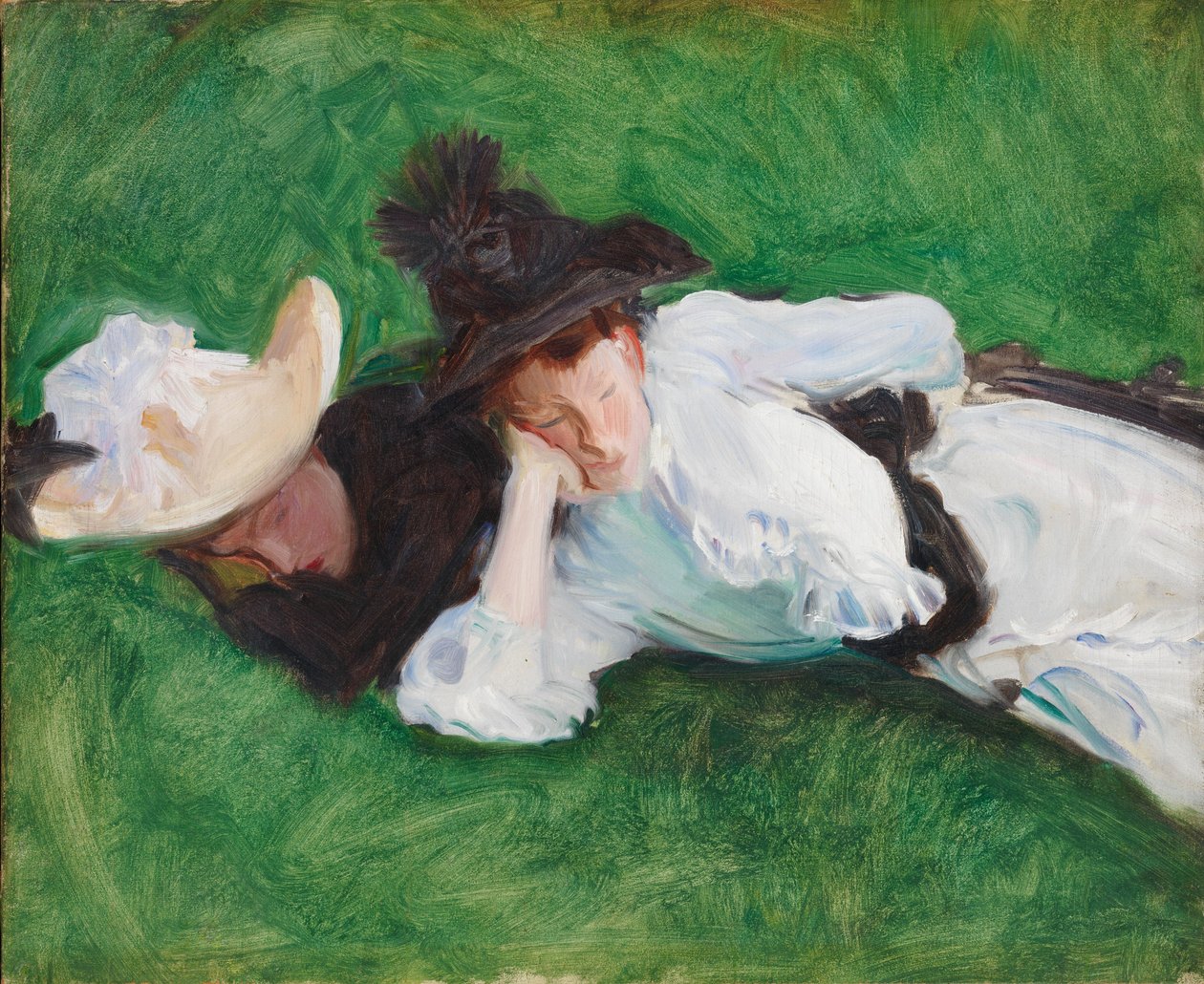 To piger på en græsplæne, 1889 af John Singer Sargent