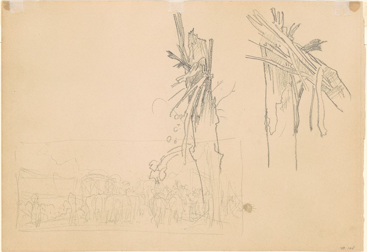 To knuste træer; og Study for "The Road" [verso] af John Singer Sargent