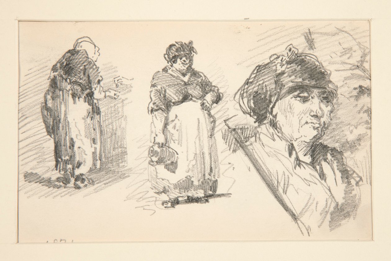 To stående figurer og et hoved af John Singer Sargent