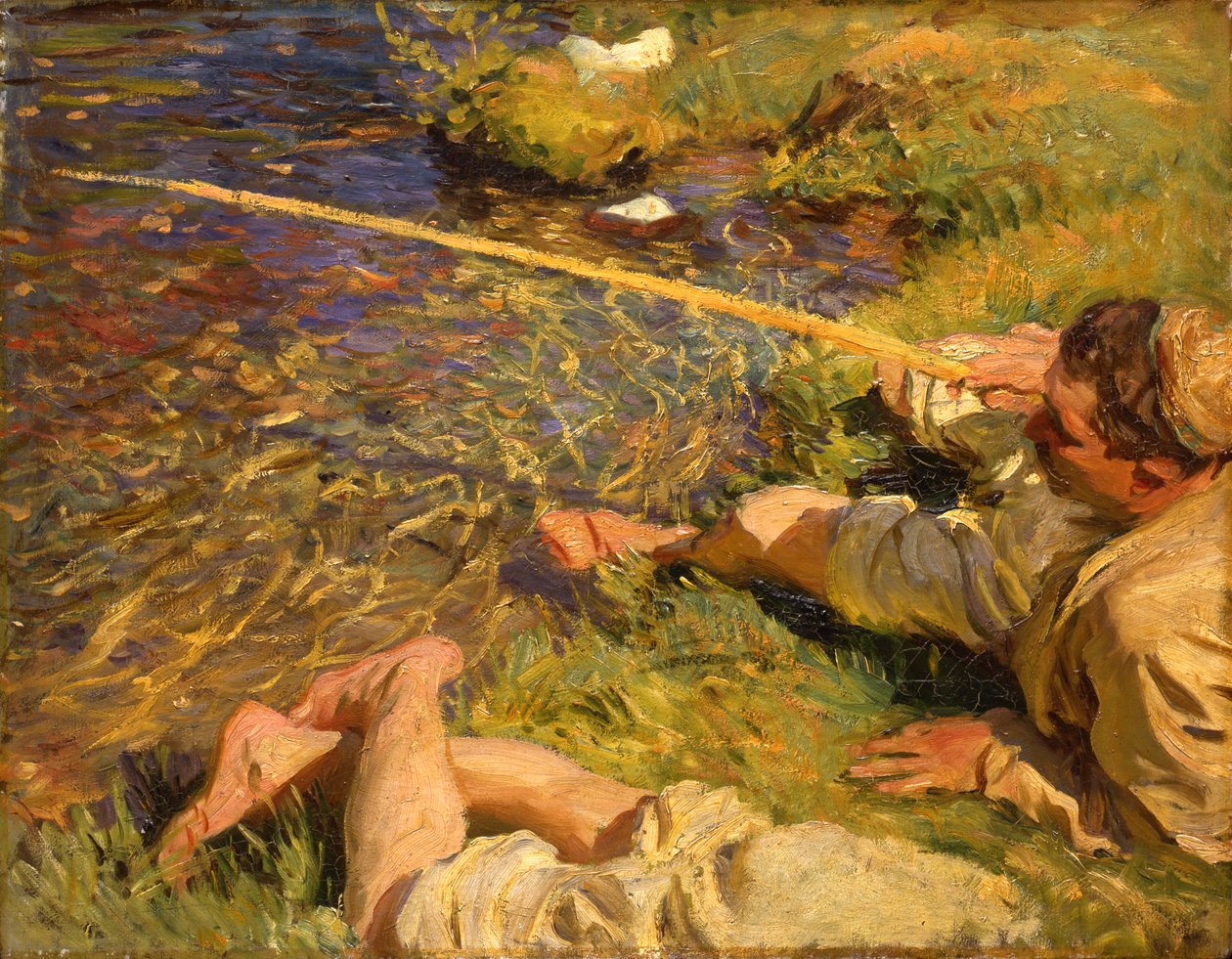 Val d"Aosta: En mand, der fisker, ca. 1907 af John Singer Sargent
