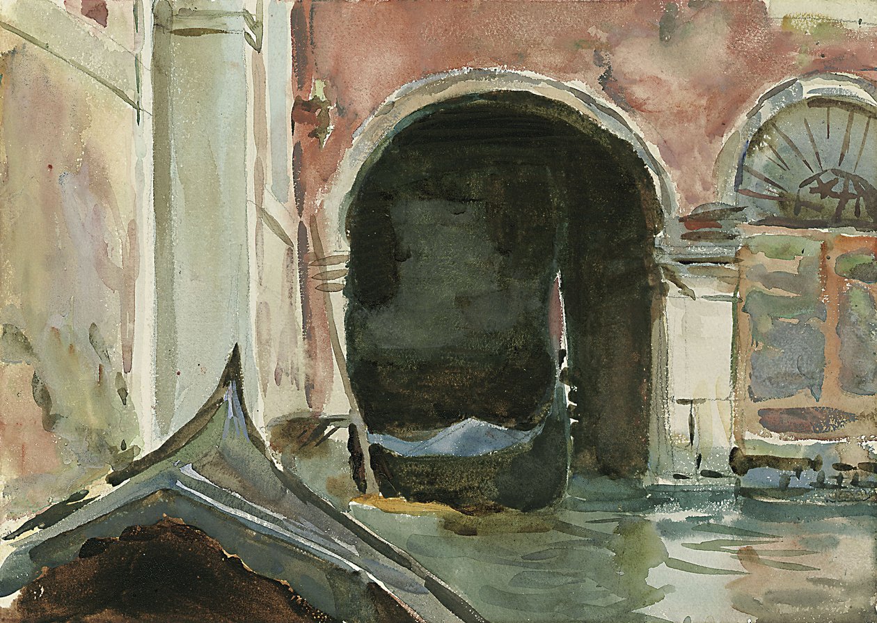 Venetiansk kanal (akvarel og blyant) af John Singer Sargent