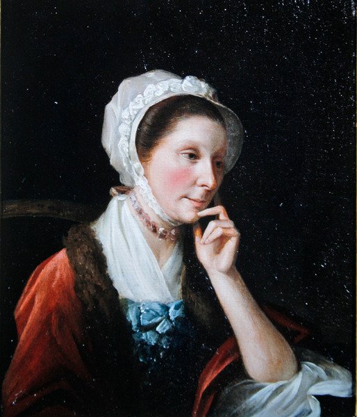 Portræt af en dame (olie på panel) af John Singleton (attr. to) Copley