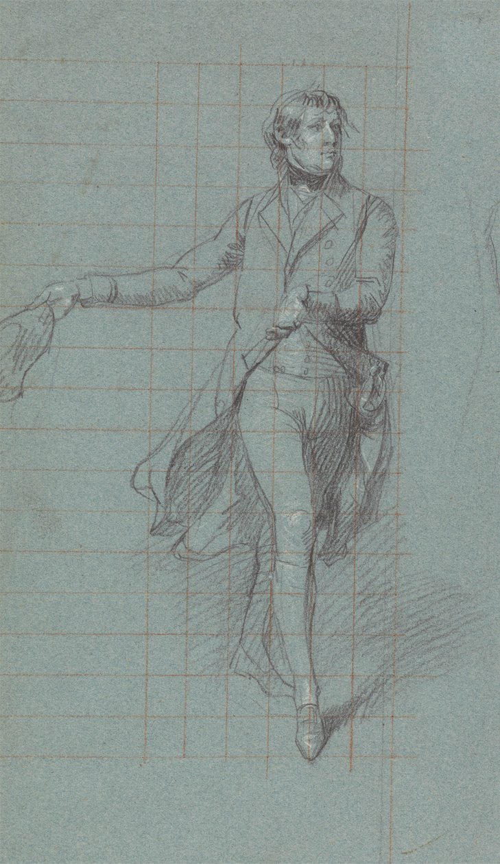 Kaptajn W. Fairfax, figurstudie til maleriet af Lord Duncans sejr (sort kridt, forhøjet med hvidt på blåt papir) af John Singleton Copley