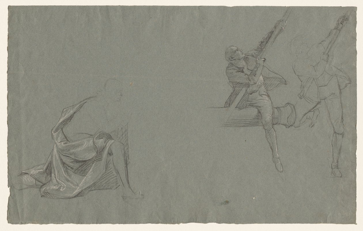 Draperi undersøgelse; To figurer, der trækker en stang af John Singleton Copley