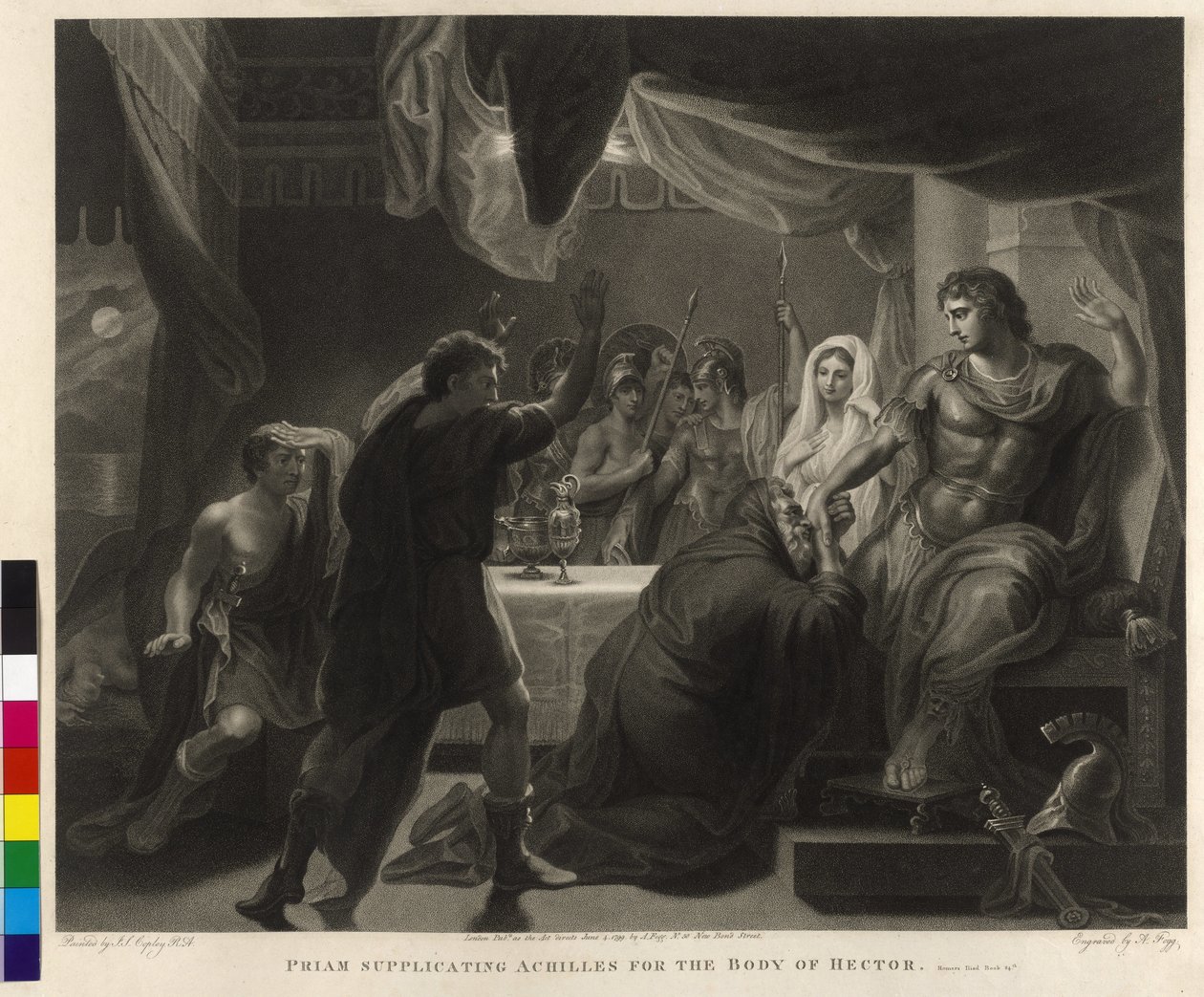 Priamos beder Achilleus om Hektors døde krop af John Singleton Copley