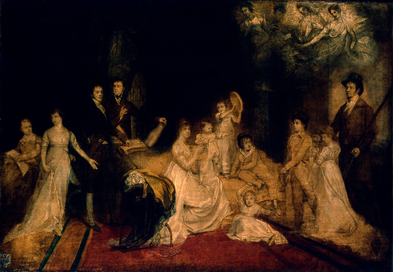 Skitse af Knatchbull-familien i Mersham-le-Hatch, Kent, 1800-03 af John Singleton Copley
