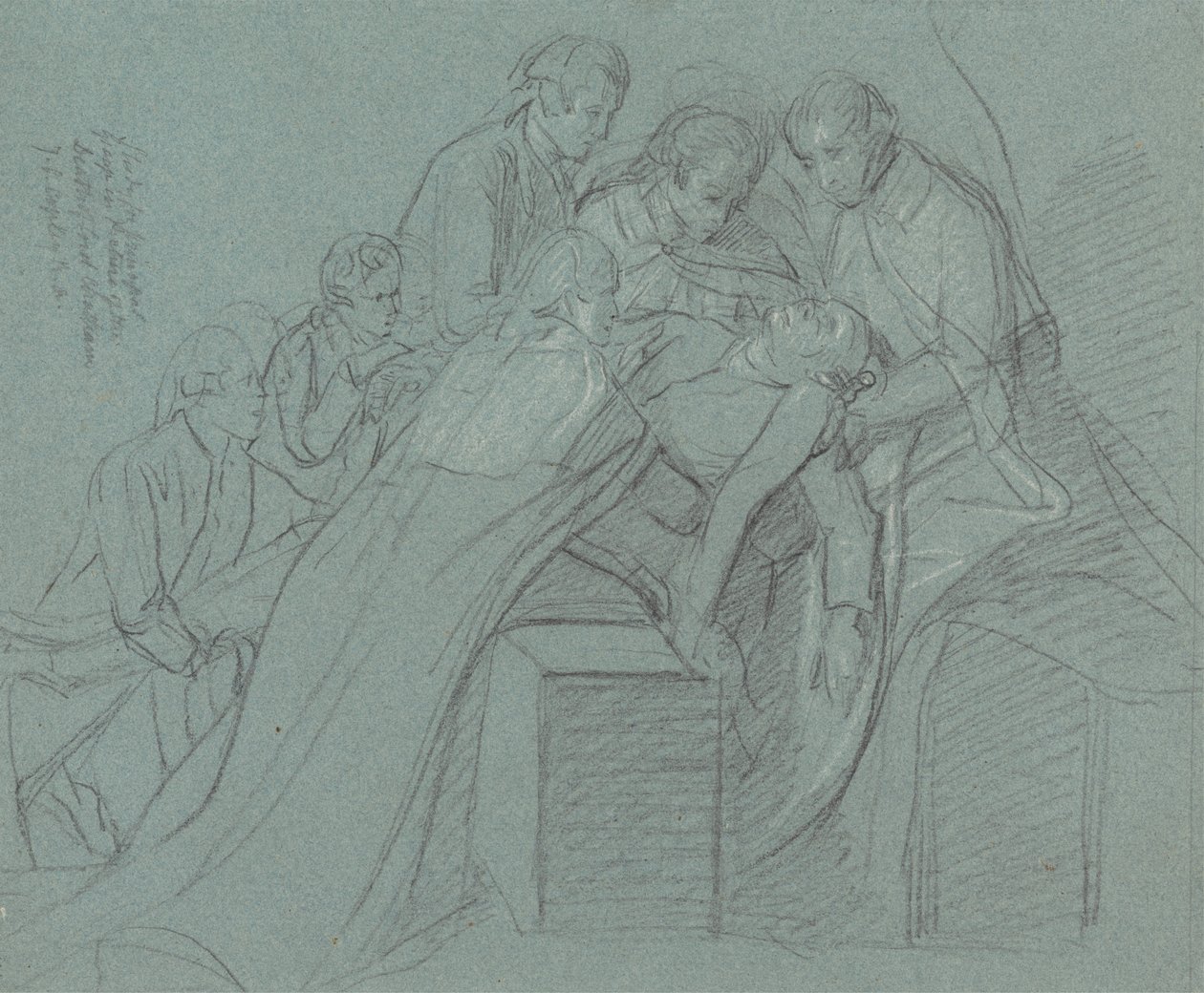 Undersøgelse for den centrale gruppe i "Death of Earl of Chatham" af John Singleton Copley