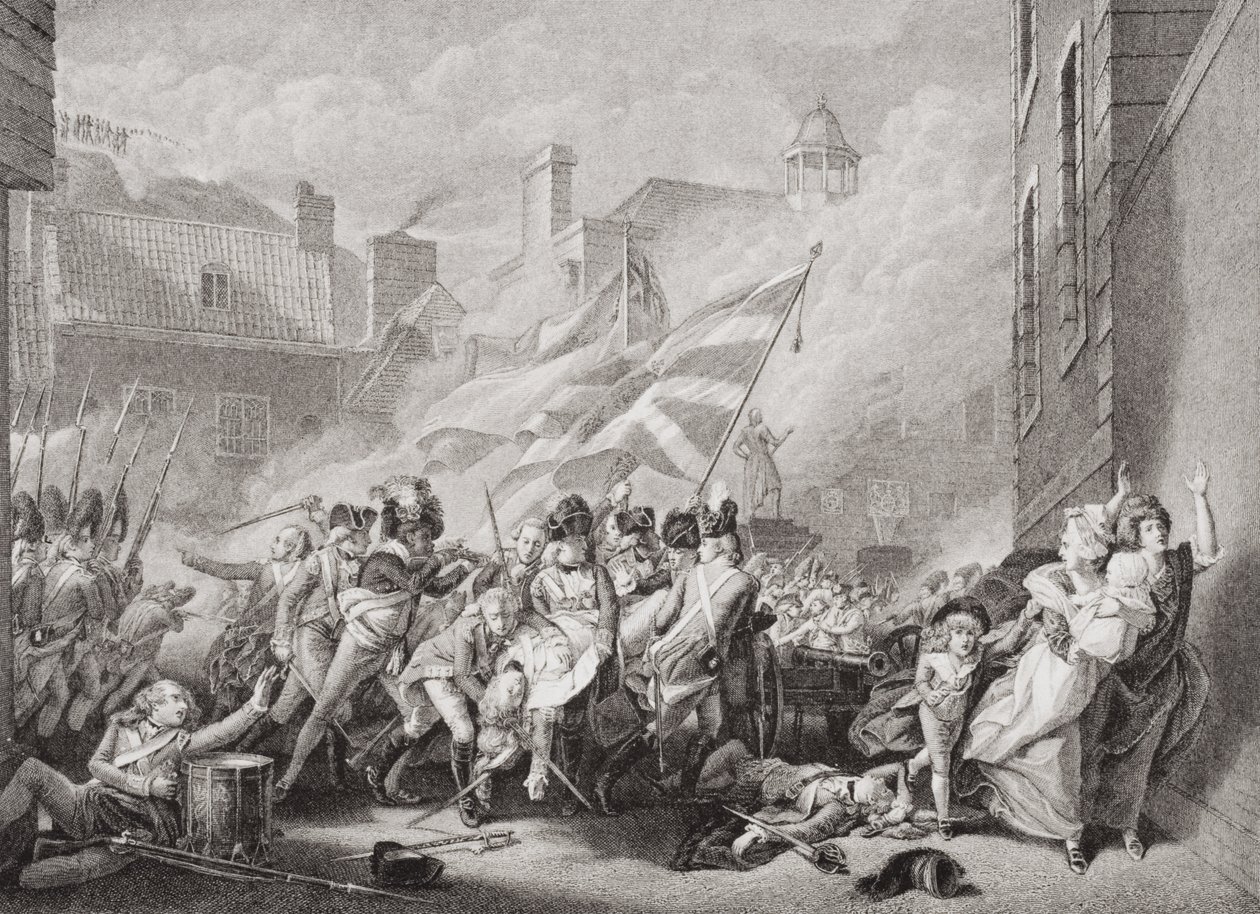 Major Peirsons død i St. Helier, der gentog Jersey fra det franske, 8. januar 1781, fra `Illustrationer af engelsk og skotsk historie