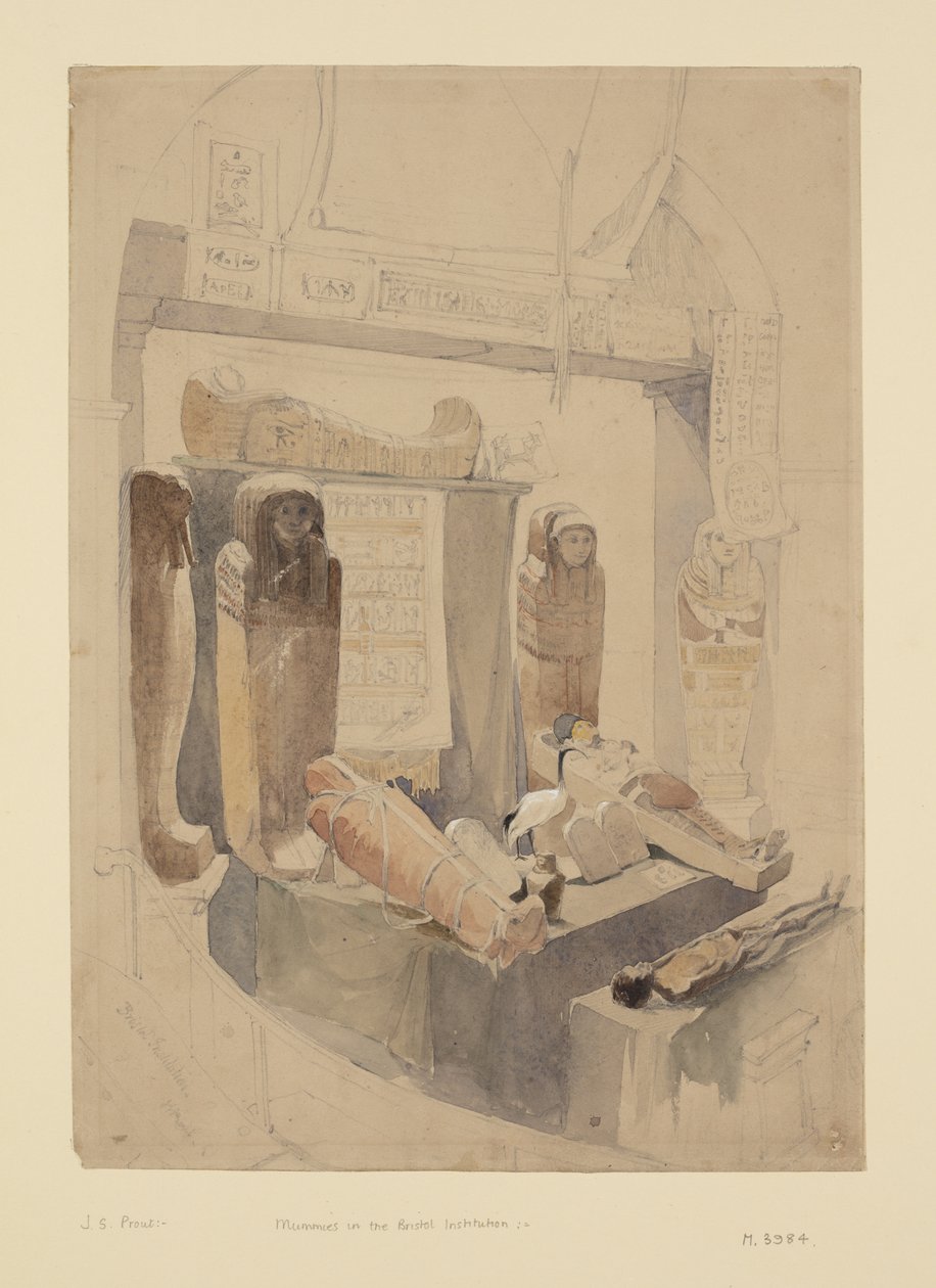 Mumier i Bristol Institution, ca. 1834 (akvarel og blyant på papir) af John Skinner Prout