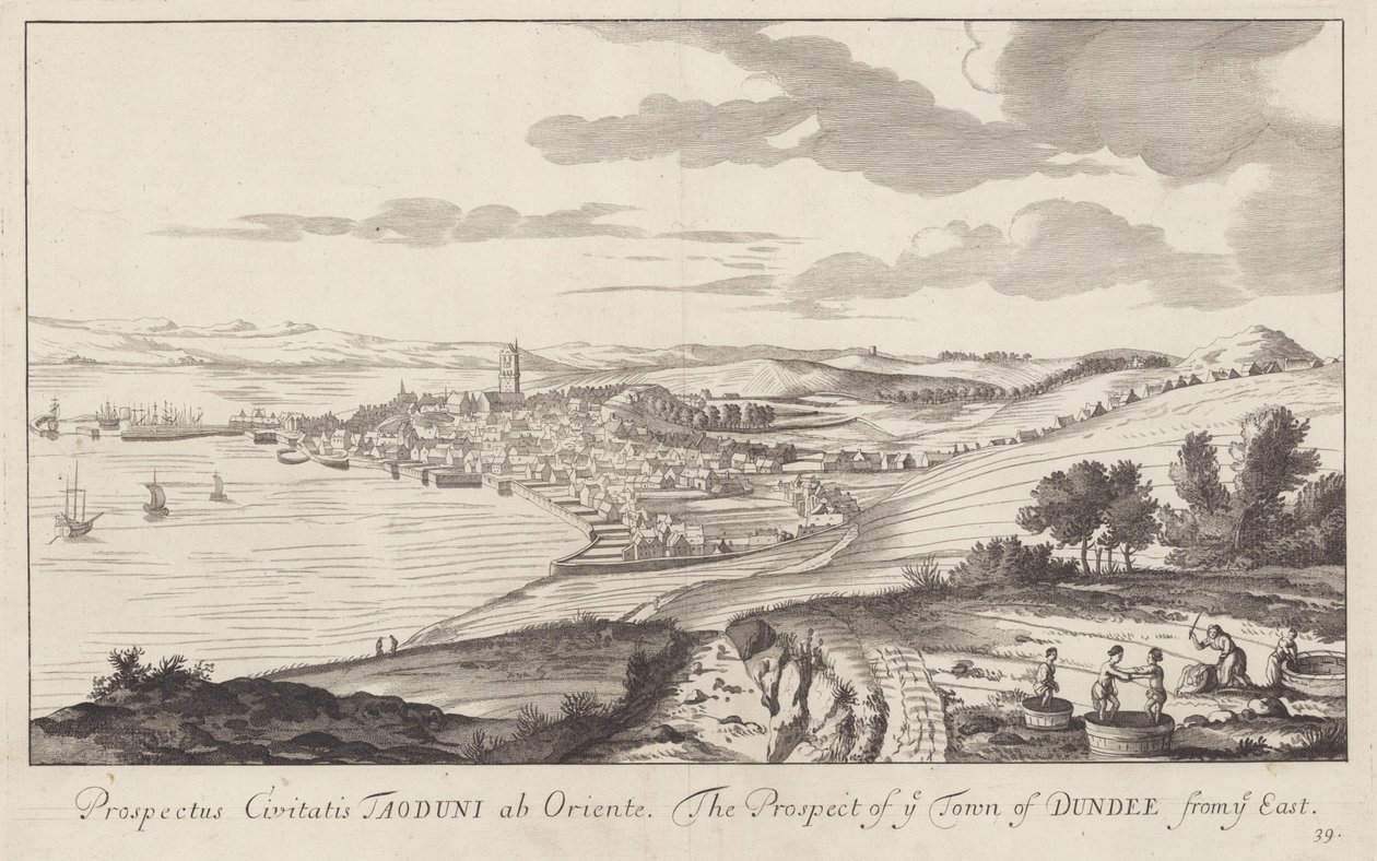Et billede af Dundee, Angus, Skotland, tegnet i 1693 af John Slezer