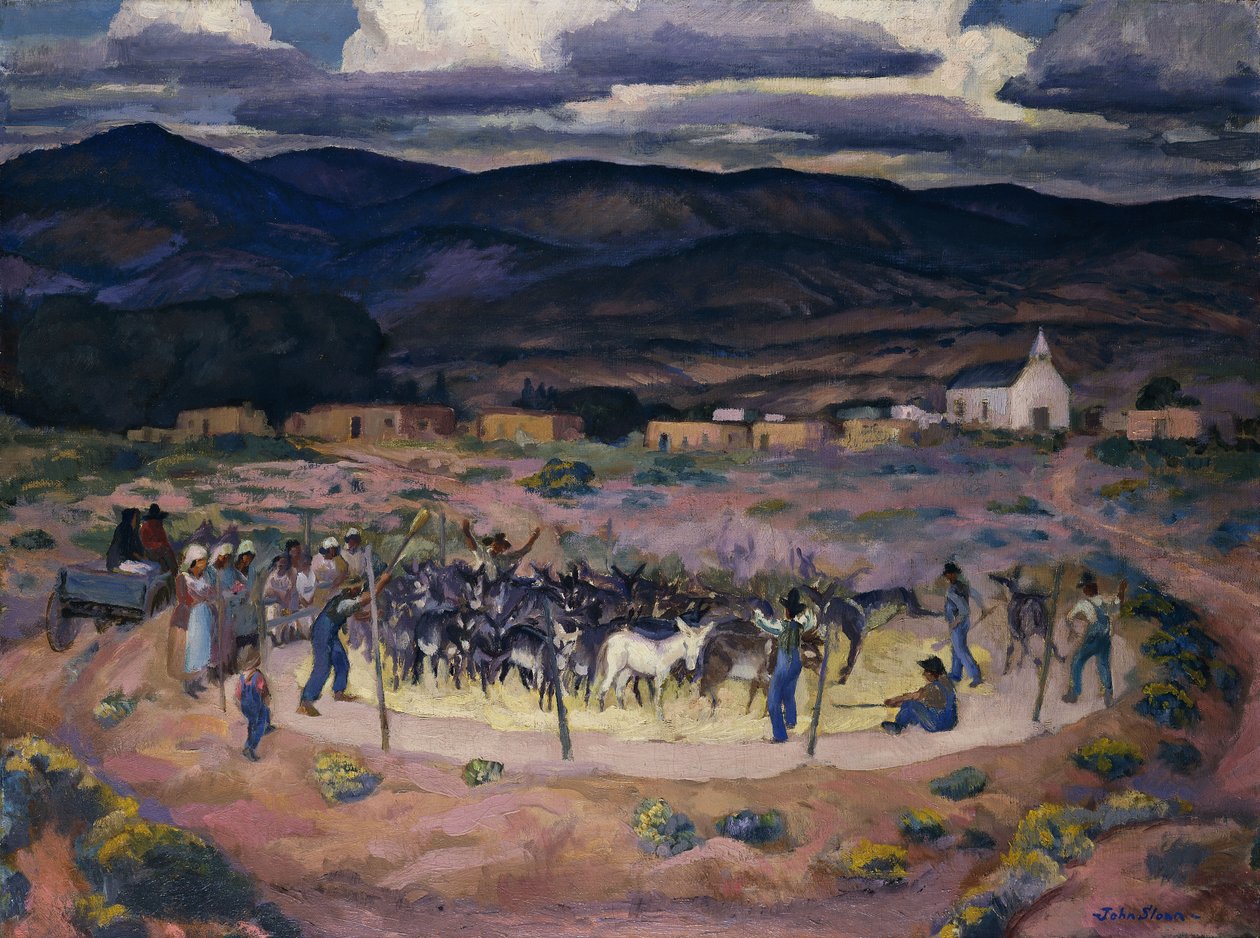 Burros tærskning af John French Sloan