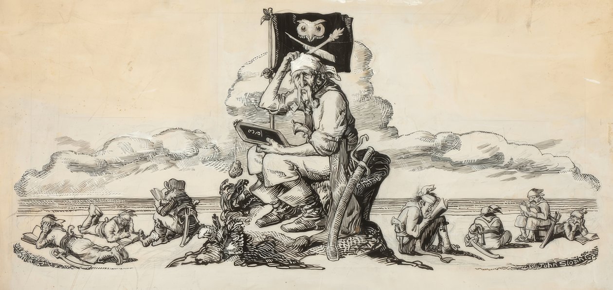 Her slutter den mindeværdige og usædvanligt bemærkelsesværdige fortælling i fire dele om Mehitabel og hendes desperate lærde af John Sloan