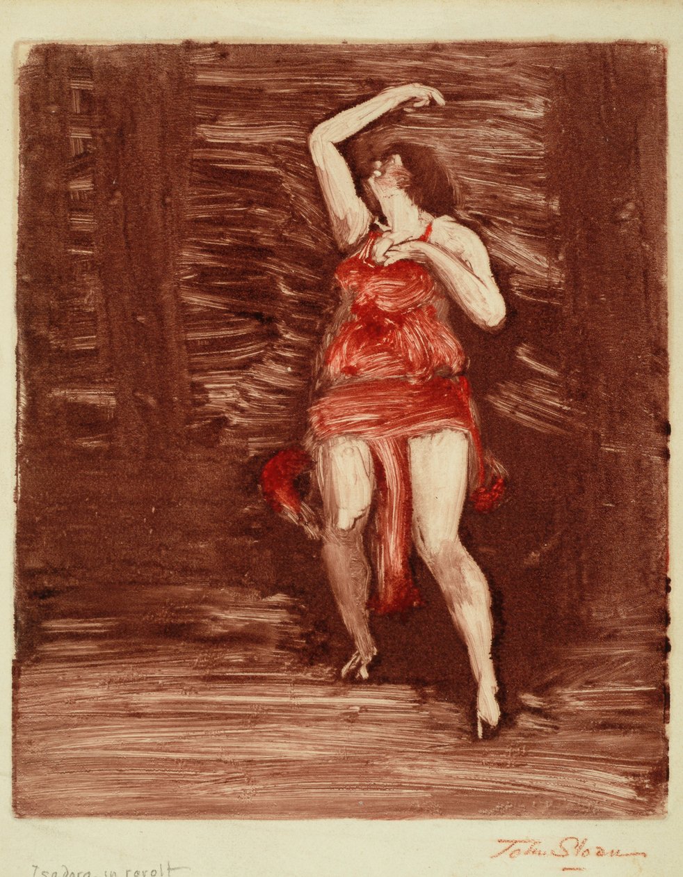 Isadora i oprør, ca. 1915 (monotype på papir) af John French Sloan