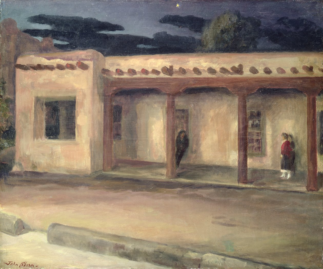Guvernørpaladset, Santa Fe (olie på lærred) af John French Sloan