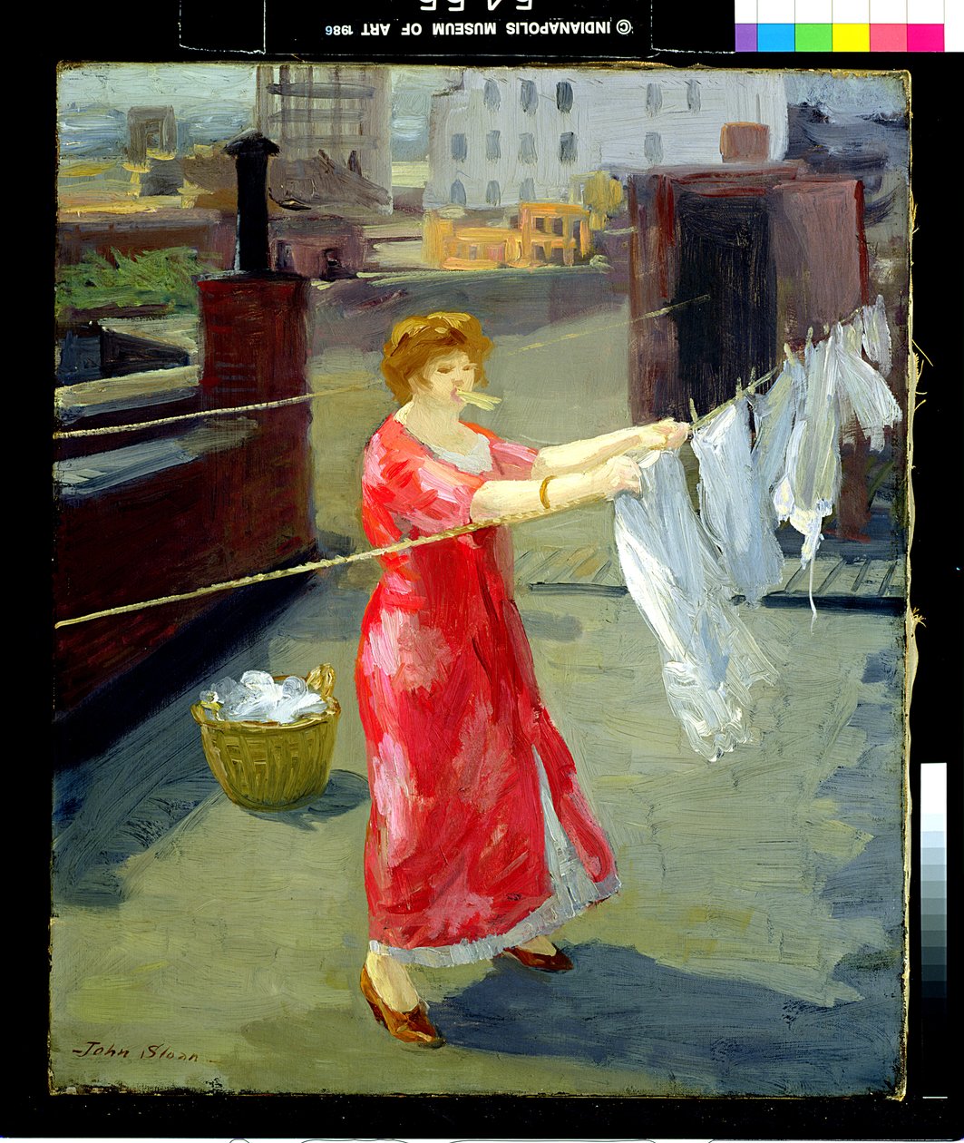 Rød kimono på taget af John French Sloan