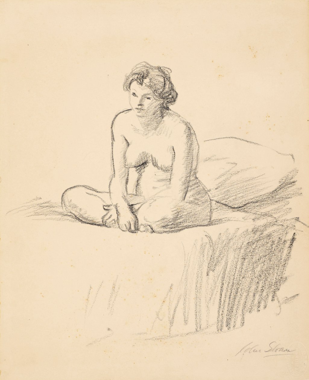 Siddende nøgen af John French Sloan