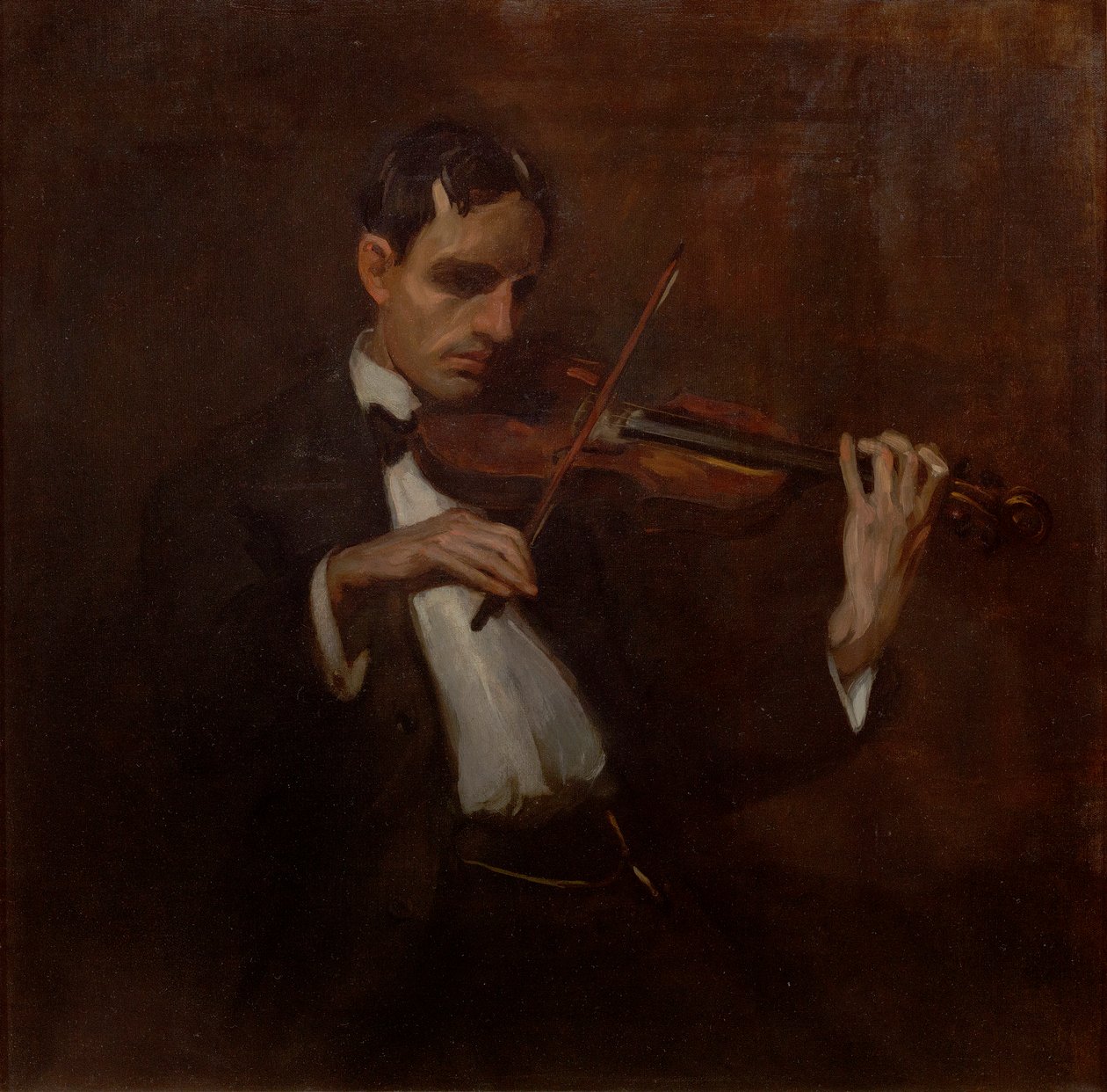 Violinist - Will Bradner (olie på lærred) af John French Sloan