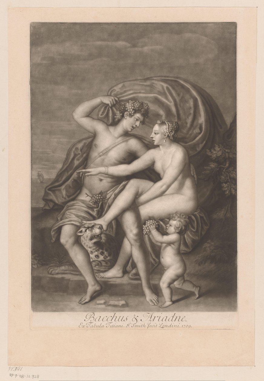 Bacchus finder Ariadne på Naxos Bacchus og Ariadne (titel på objekt) gudernes kærlighedsforhold (serietitel) Loves of the Gods (serietitel) af John Smith