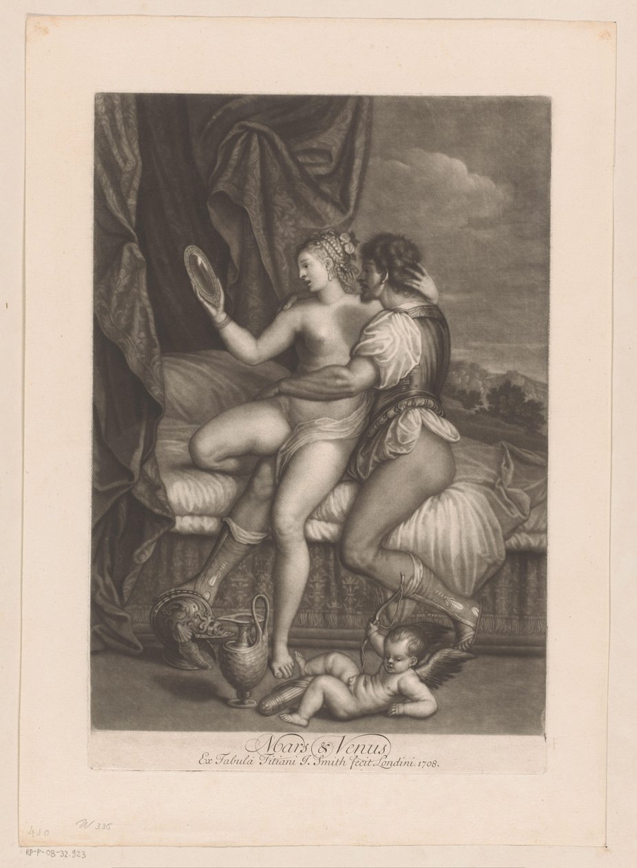 Mars og Venus i sengen Mars & Venus (titel på objekt) gudernes kærlighedsforhold (serietitel) Loves of the Gods (serietitel) af John Smith