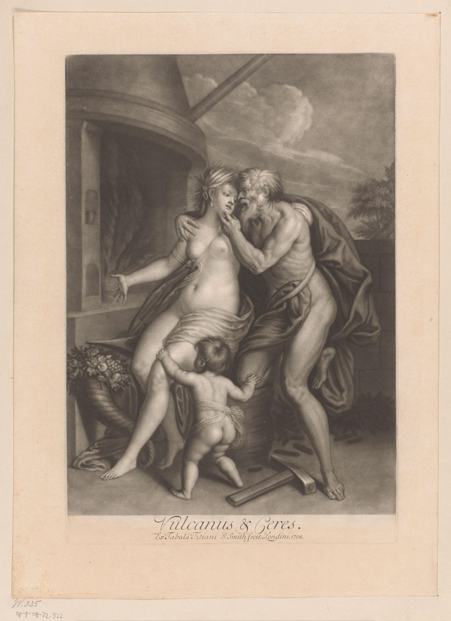 Vulcan og Ceres i smedjen Vulcan & Ceres (titel på objekt) gudernes kærlighedsforhold (serietitel) Loves of the Gods (serietitel) af John Smith