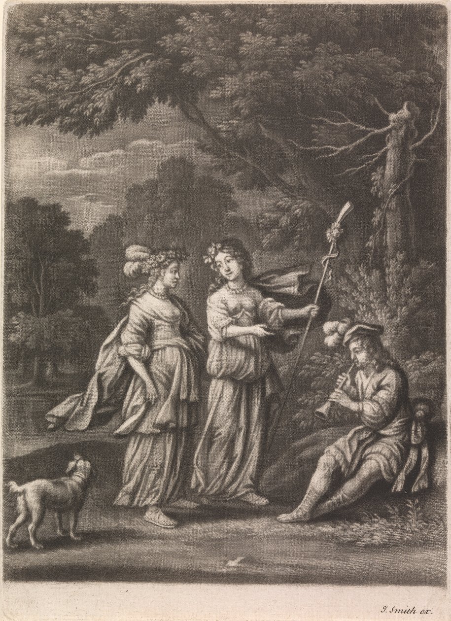 Pastoral scene med en Shawm-spiller af John Smith
