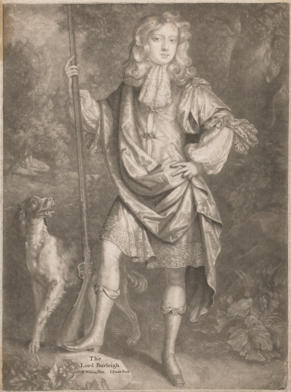 Lord Burleigh [som ung, stående, en pistol i hånden og en spaniel ved sin side] af John Smith